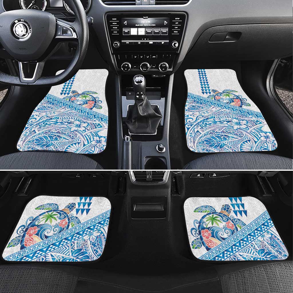Hawaiian Abstract Sea Turtle Car Mats Polynesian Tapa Art and Kakau Tattoo White WaterColor - Polynesian Pride