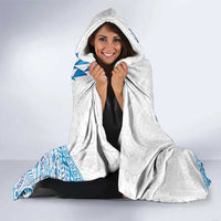 Hawaiian Abstract Sea Turtle Hooded Blanket Polynesian Tapa Art and Kakau Tattoo White WaterColor - Polynesian Pride