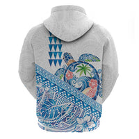 Hawaiian Abstract Sea Turtle Hoodie Polynesian Tapa Art and Kakau Tattoo White WaterColor - Polynesian Pride