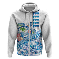Hawaiian Abstract Sea Turtle Hoodie Polynesian Tapa Art and Kakau Tattoo White WaterColor - Polynesian Pride