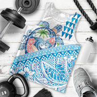 Hawaiian Abstract Sea Turtle Men Tank Top Polynesian Tapa Art and Kakau Tattoo White WaterColor - Polynesian Pride
