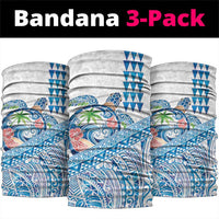 Hawaiian Abstract Sea Turtle Neck Gaiter Polynesian Tapa Art and Kakau Tattoo White WaterColor - Polynesian Pride