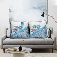 Hawaiian Abstract Sea Turtle Pillow Cover Polynesian Tapa Art and Kakau Tattoo White WaterColor - Polynesian Pride