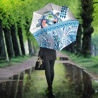 Hawaiian Abstract Sea Turtle Umbrella Polynesian Tapa Art and Kakau Tattoo White WaterColor - Polynesian Pride