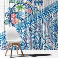 Hawaiian Abstract Sea Turtle Window Curtain Polynesian Tapa Art and Kakau Tattoo White WaterColor - Polynesian Pride