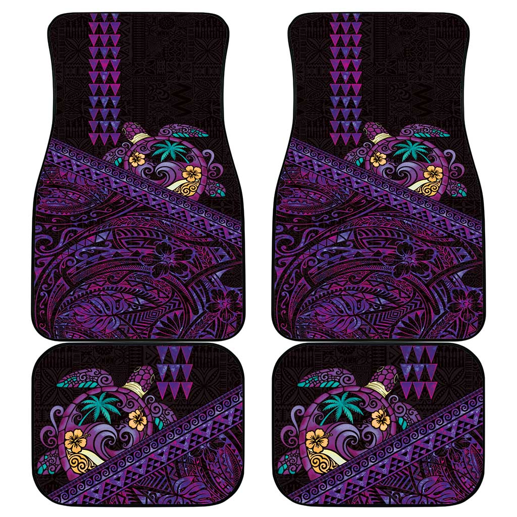 Hawaiian Abstract Sea Turtle Car Mats Polynesian Tapa Art and Kakau Tattoo Purple WaterColor - Polynesian Pride