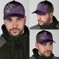 Hawaiian Abstract Sea Turtle Classic Cap Polynesian Tapa Art and Kakau Tattoo Purple WaterColor - Polynesian Pride