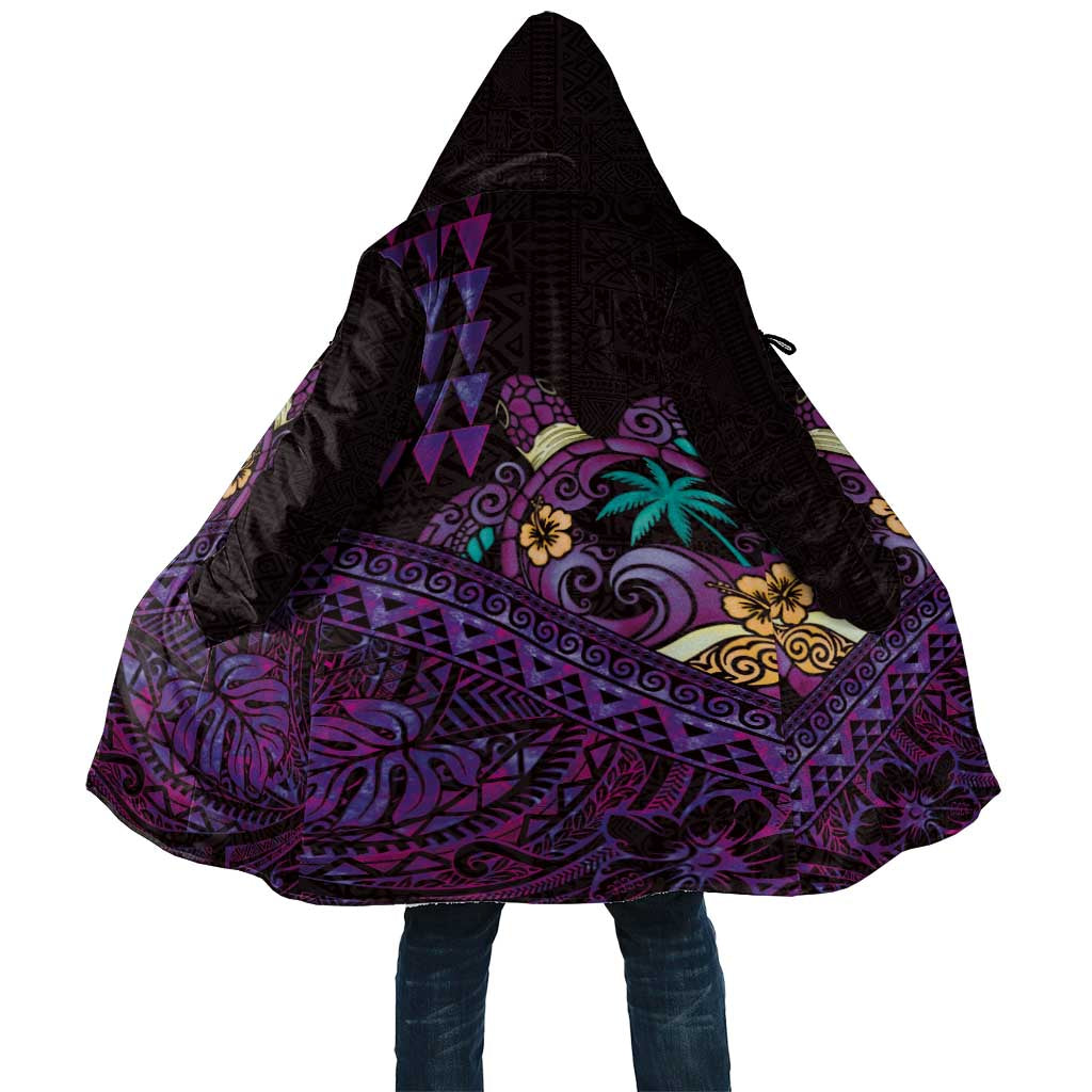 Hawaiian Abstract Sea Turtle Cloak Polynesian Tapa Art and Kakau Tattoo Purple WaterColor - Polynesian Pride