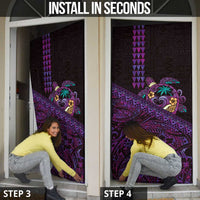 Hawaiian Abstract Sea Turtle Door Cover Polynesian Tapa Art and Kakau Tattoo Purple WaterColor - Polynesian Pride