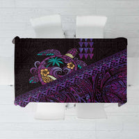 Hawaiian Abstract Sea Turtle Tablecloth Polynesian Tapa Art and Kakau Tattoo Purple WaterColor - Polynesian Pride