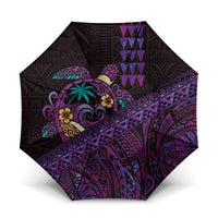 Hawaiian Abstract Sea Turtle Umbrella Polynesian Tapa Art and Kakau Tattoo Purple WaterColor - Polynesian Pride