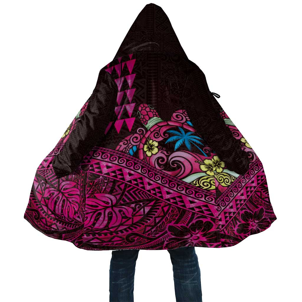 Hawaiian Abstract Sea Turtle Cloak Polynesian Tapa Art and Kakau Tattoo Pink WaterColor - Polynesian Pride