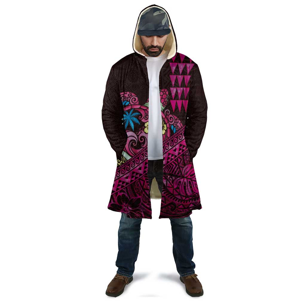 Hawaiian Abstract Sea Turtle Cloak Polynesian Tapa Art and Kakau Tattoo Pink WaterColor - Polynesian Pride