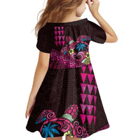 Hawaiian Abstract Sea Turtle Family Matching Mermaid Dress and Hawaiian Shirt Polynesian Tapa Art and Kakau Tattoo Pink WaterColor - Polynesian Pride