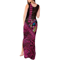 Hawaiian Abstract Sea Turtle Tank Maxi Dress Polynesian Tapa Art and Kakau Tattoo Pink WaterColor - Polynesian Pride