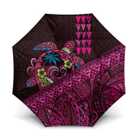 Hawaiian Abstract Sea Turtle Umbrella Polynesian Tapa Art and Kakau Tattoo Pink WaterColor - Polynesian Pride
