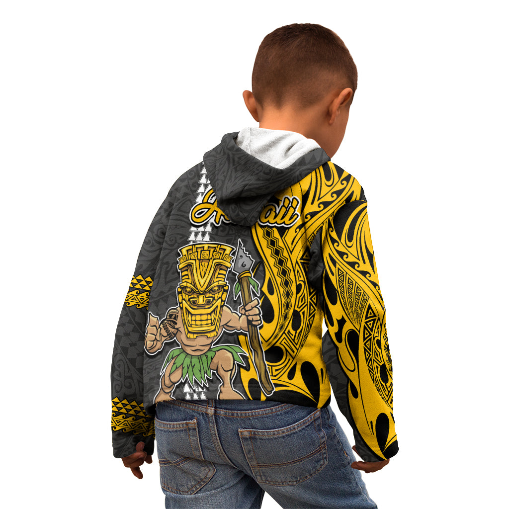 Hawaii Island Kid Hoodie Hawaiian Warrior and Kakau Symbols Abstract Tattoo LT03 - Polynesian Pride
