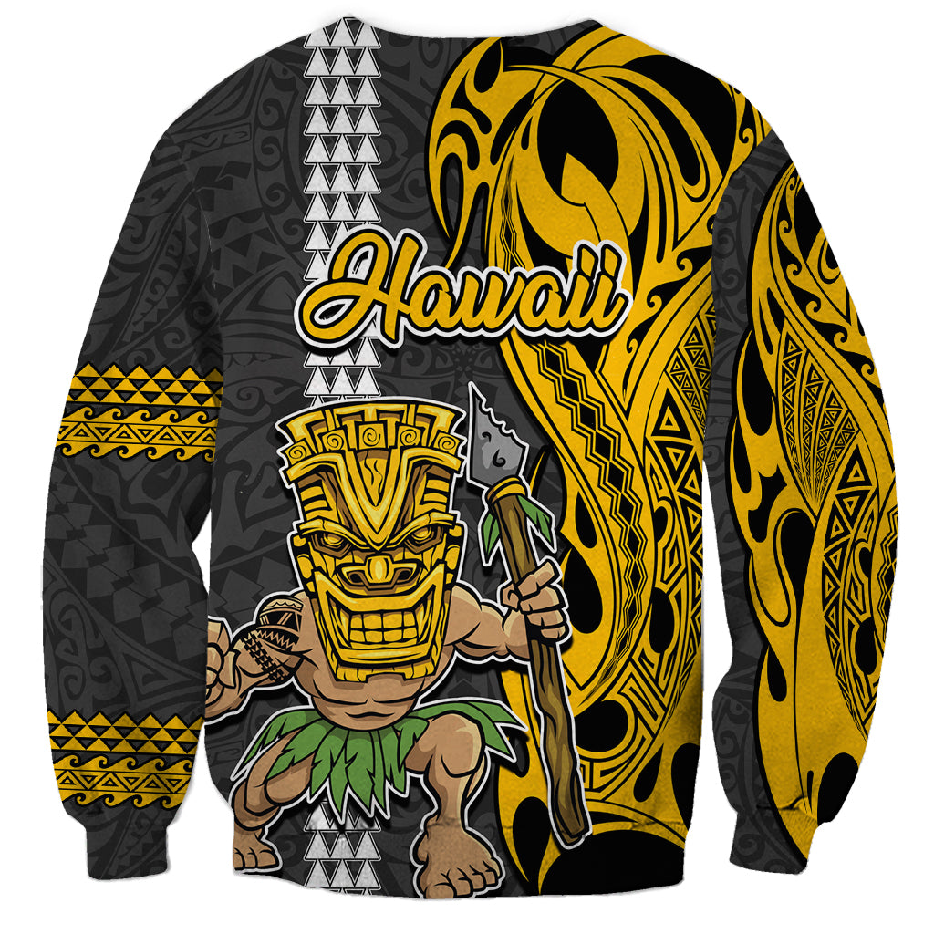 Hawaii Island Sweatshirt Hawaiian Warrior and Kakau Symbols Abstract Tattoo LT03 - Polynesian Pride