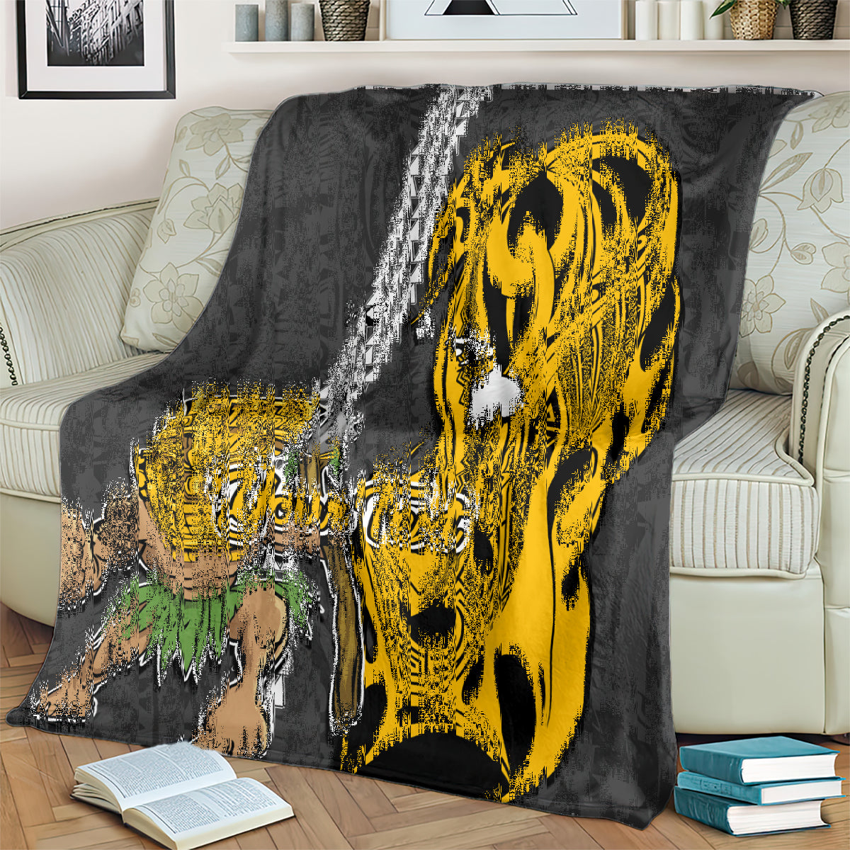 Custom Hawaii Island Blanket Hawaiian Warrior and Kakau Symbols Abstract Tattoo LT03 - Polynesian Pride