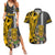 Custom Hawaii Island Couples Matching Summer Maxi Dress and Hawaiian Shirt Hawaiian Warrior and Kakau Symbols Abstract Tattoo LT03 Yellow - Polynesian Pride