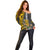 Custom Hawaii Island Off Shoulder Sweater Hawaiian Warrior and Kakau Symbols Abstract Tattoo LT03 - Polynesian Pride