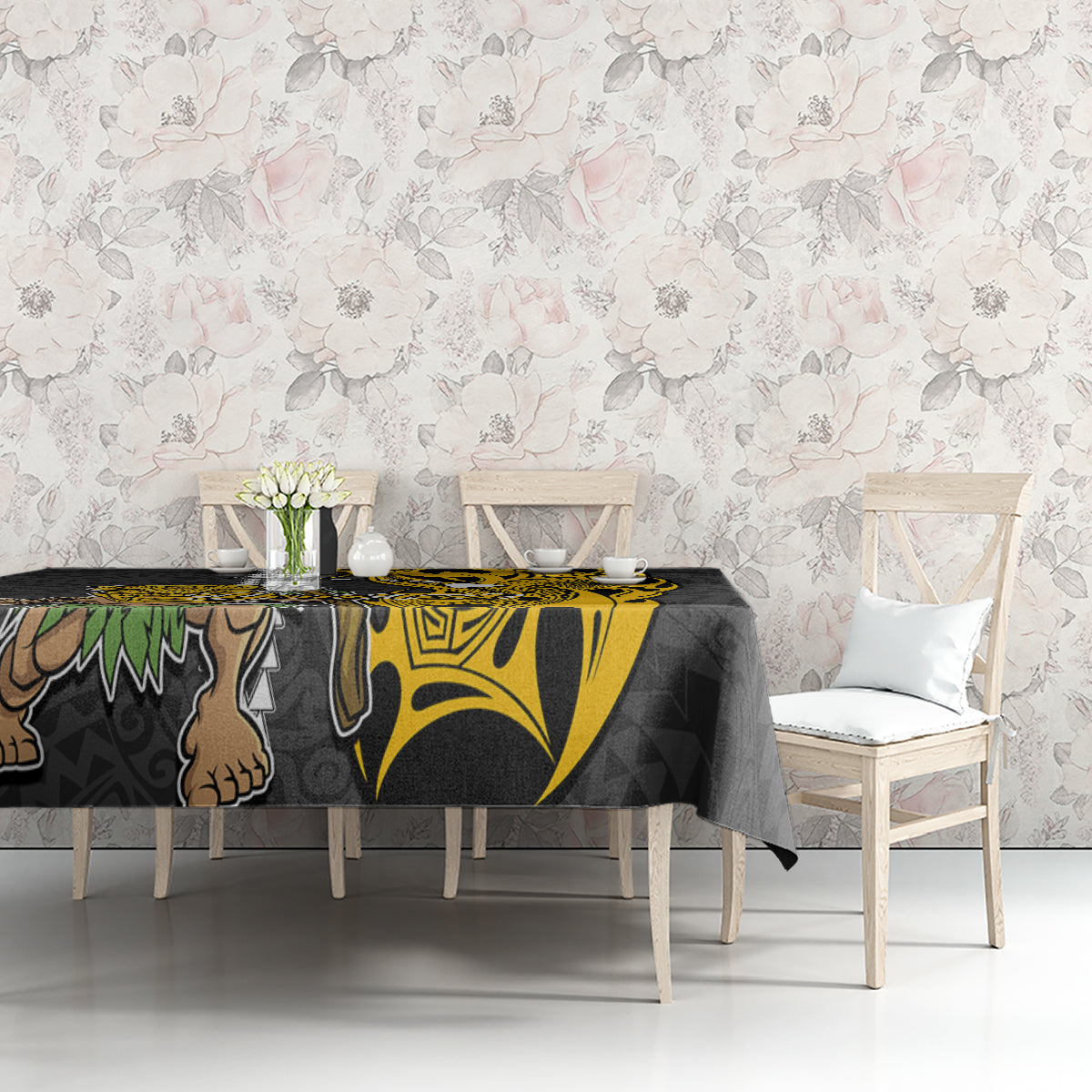 Custom Hawaii Island Tablecloth Hawaiian Warrior and Kakau Symbols Abstract Tattoo LT03 - Polynesian Pride