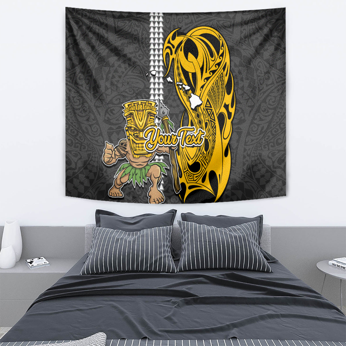 Custom Hawaii Island Tapestry Hawaiian Warrior and Kakau Symbols Abstract Tattoo LT03 - Polynesian Pride