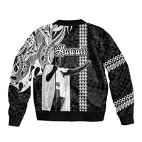 Hawaii Island Bomber Jacket Hawaiian King and Kakau Symbols Abstract Shoulder Tattoo LT03 - Polynesian Pride