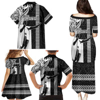 Hawaii Island Family Matching Puletasi Dress and Hawaiian Shirt Hawaiian King and Kakau Symbols Abstract Shoulder Tattoo LT03 - Polynesian Pride