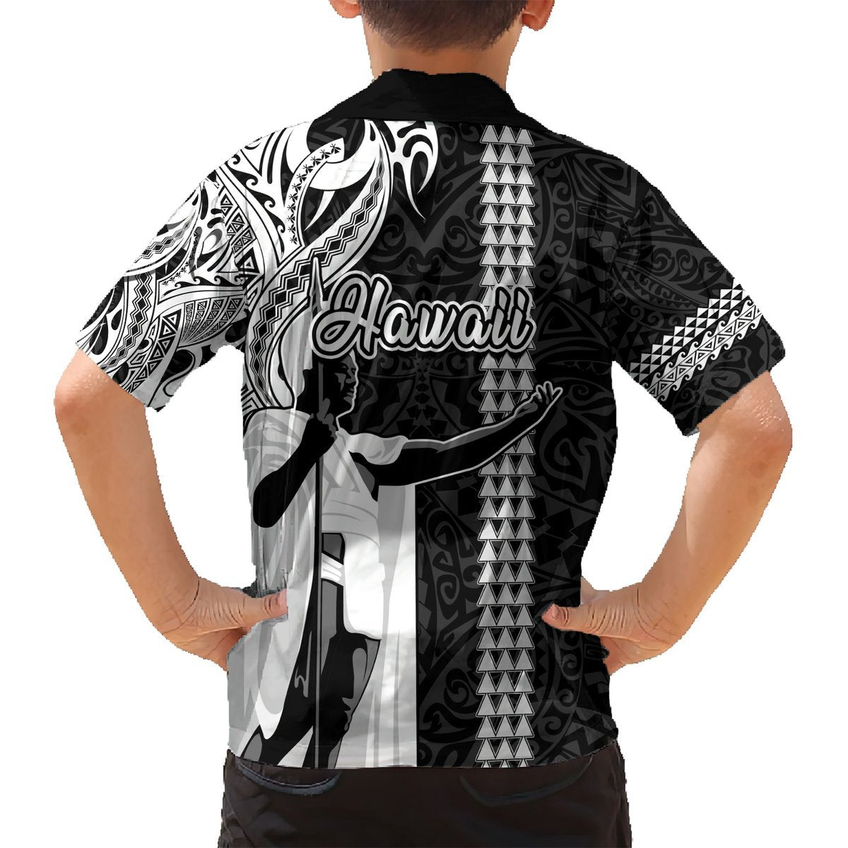 Hawaii Island Hawaiian Shirt Hawaiian King and Kakau Symbols Abstract Shoulder Tattoo LT03 - Polynesian Pride