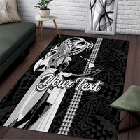 Custom Hawaii Island Area Rug Hawaiian King and Kakau Symbols Abstract Shoulder Tattoo LT03 Black - Polynesian Pride