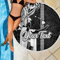 Custom Hawaii Island Beach Blanket Hawaiian King and Kakau Symbols Abstract Shoulder Tattoo LT03 - Wonder Print Shop