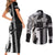 Custom Hawaii Island Couples Matching Short Sleeve Bodycon Dress and Long Sleeve Button Shirts Hawaiian King and Kakau Symbols Abstract Shoulder Tattoo LT03 - Polynesian Pride
