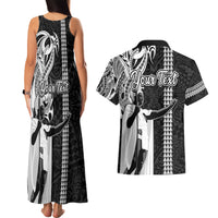 Custom Hawaii Island Couples Matching Tank Maxi Dress and Hawaiian Shirt Hawaiian King and Kakau Symbols Abstract Shoulder Tattoo LT03 - Polynesian Pride