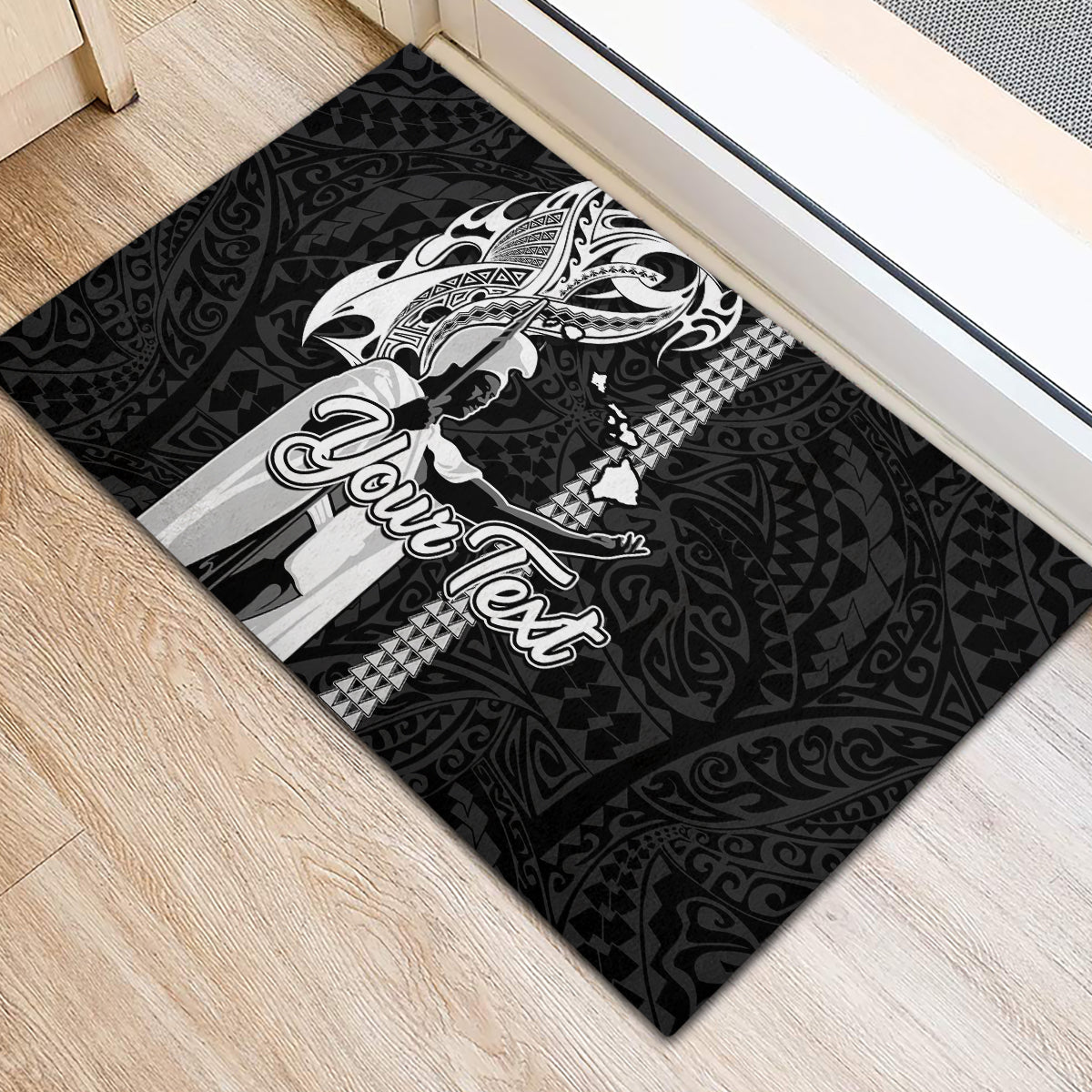 Custom Hawaii Island Rubber Doormat Hawaiian King and Kakau Symbols Abstract Shoulder Tattoo LT03 - Polynesian Pride