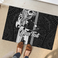 Custom Hawaii Island Rubber Doormat Hawaiian King and Kakau Symbols Abstract Shoulder Tattoo LT03 - Polynesian Pride