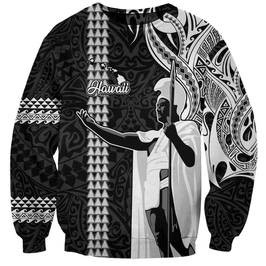 Custom Hawaii Island Sweatshirt Hawaiian King and Kakau Symbols Abstract Shoulder Tattoo LT03 Unisex Black - Polynesian Pride