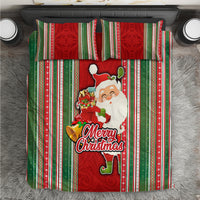 Kiribati Christmas Bedding Set Santa With Gift Bag Behind Ribbons Seamless Red Maori LT03 Red - Polynesian Pride