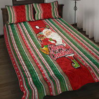 Kiribati Christmas Quilt Bed Set Santa With Gift Bag Behind Ribbons Seamless Red Maori LT03 - Polynesian Pride
