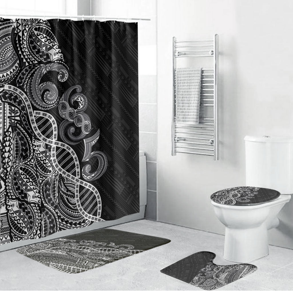 Samoan Traditional Tattoo 685 Bathroom Set Tribal Tatau DNA Black Color LT03 Bathroom Set (4 pcs) Black - Polynesian Pride