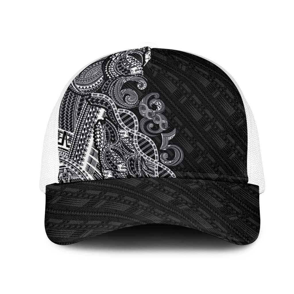 Samoan Traditional Tattoo 685 Mesh Trucker Cap Tribal Tatau DNA Black Color LT03 One Size White Black - Polynesian Pride