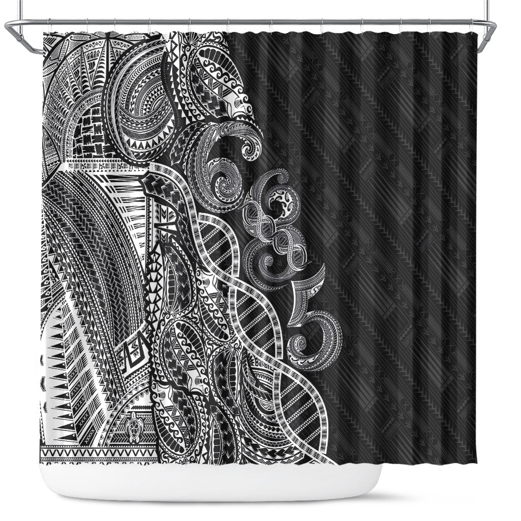 Samoan Traditional Tattoo 685 Shower Curtain Tribal Tatau DNA Black Color LT03 Black - Polynesian Pride
