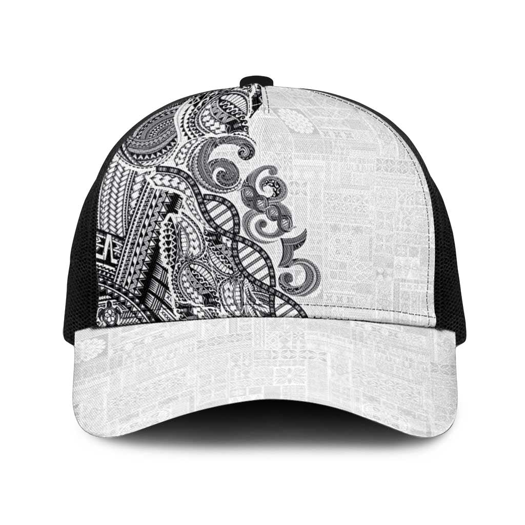 Samoan Traditional Tattoo 685 Baseball Net Cap Tribal Tatau DNA White Color LT03 One Size Black White - Polynesian Pride