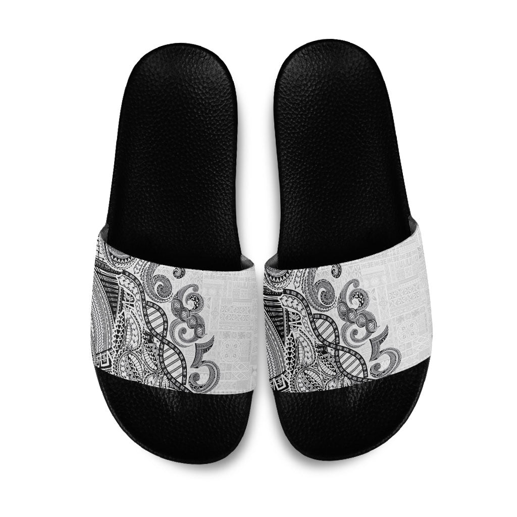 Samoan Traditional Tattoo 685 Slide Sandals Tribal Tatau DNA White Color LT03 White - Polynesian Pride