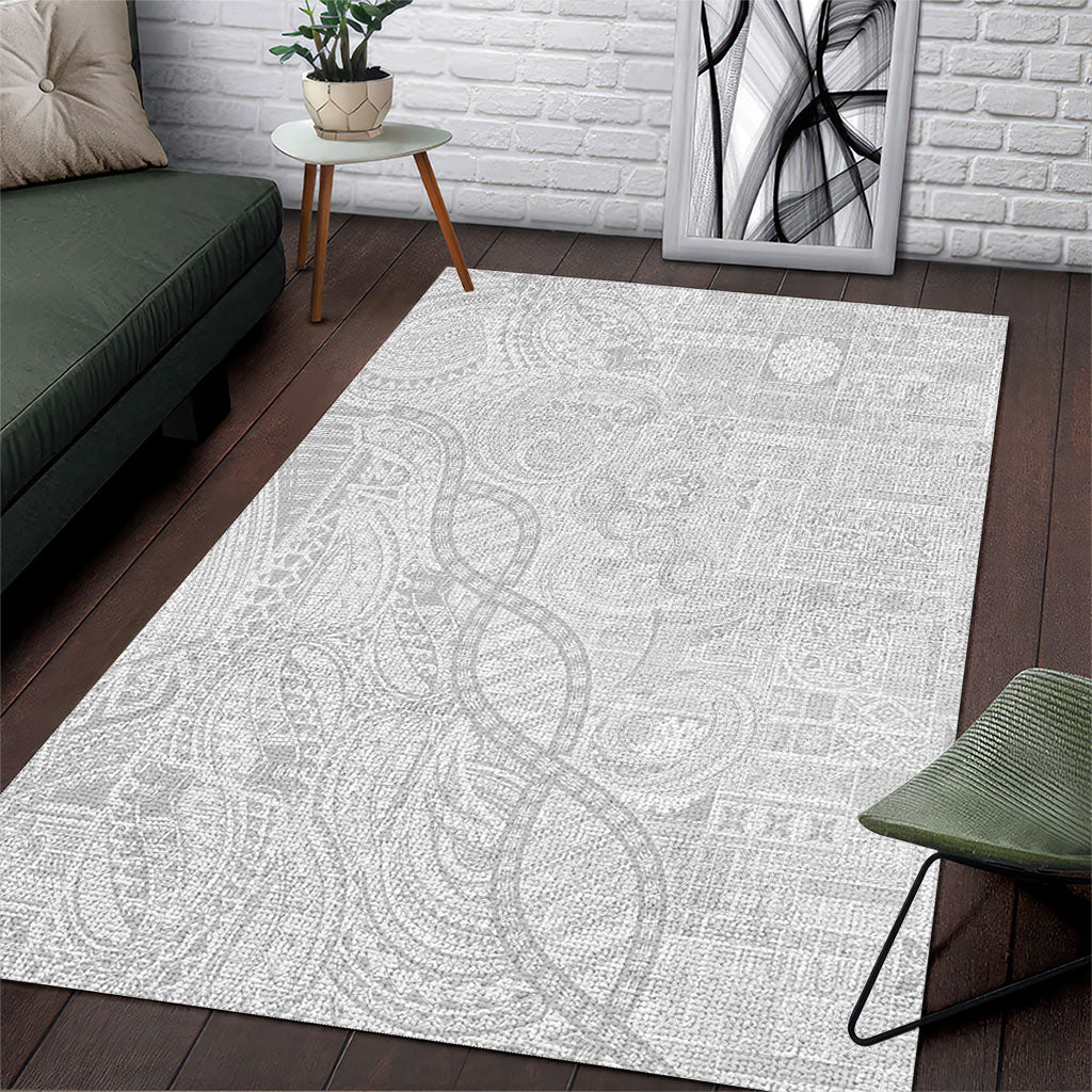Samoan Traditional Tattoo 685 Area Rug Tribal Tatau DNA All-White LT03 White - Polynesian Pride