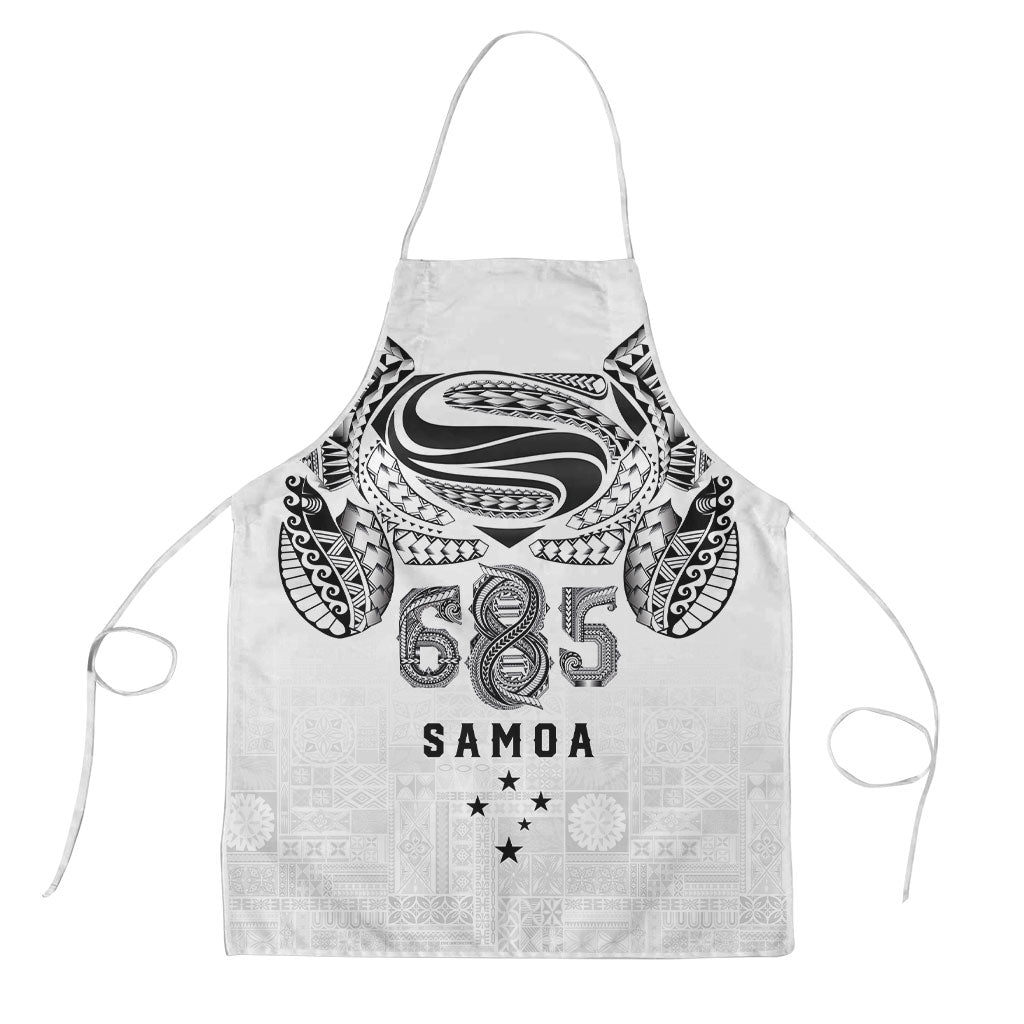 Super Samoa 685 Tribal Tattoo Apron Siapo Pattern White Edition LT03 White - Polynesian Pride
