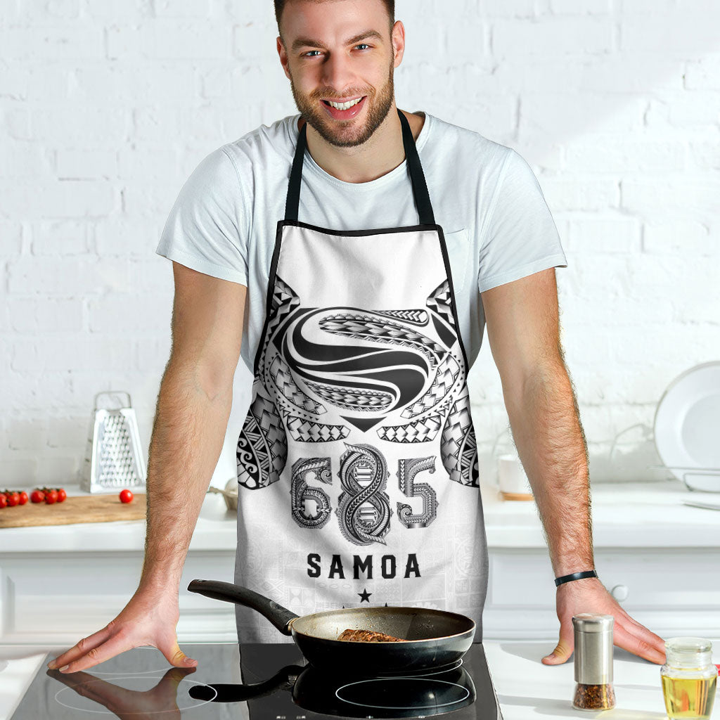 Super Samoa 685 Tribal Tattoo Apron Siapo Pattern White Edition LT03 - Polynesian Pride
