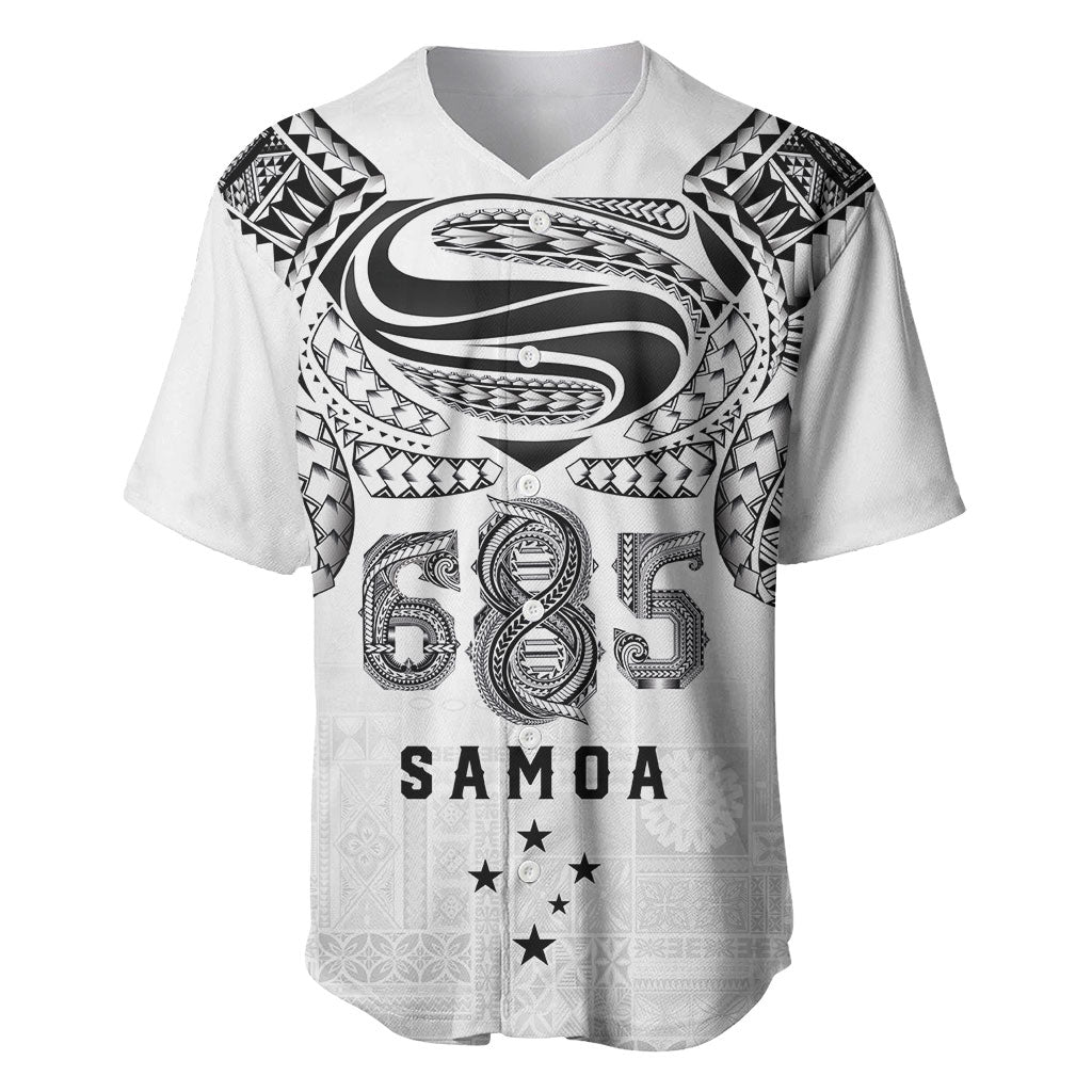 Super Samoa 685 Tribal Tattoo Baseball Jersey Siapo Pattern White Edition LT03 White - Polynesian Pride
