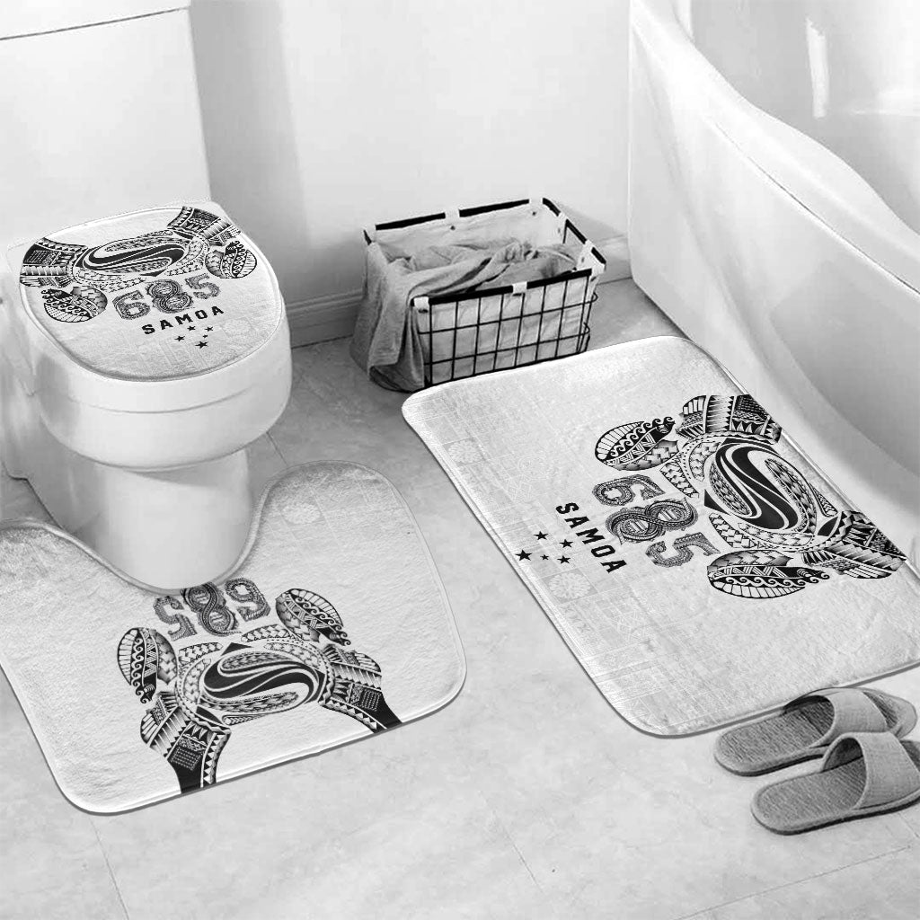 Super Samoa 685 Tribal Tattoo Bathroom Set Siapo Pattern White Edition LT03 Mat Set Only (3 pcs) One Size White - Polynesian Pride