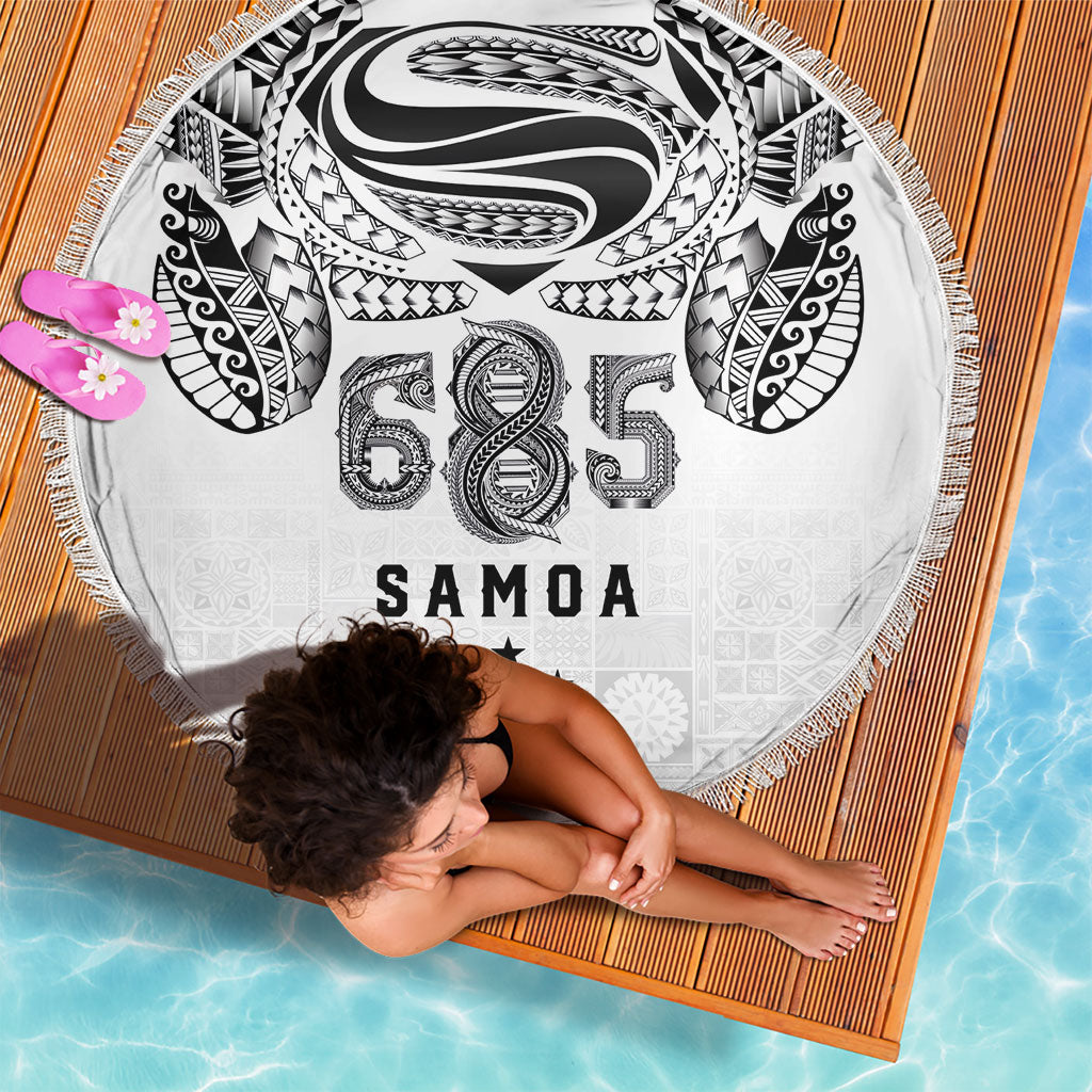 Super Samoa 685 Tribal Tattoo Beach Blanket Siapo Pattern White Edition LT03 - Polynesian Pride